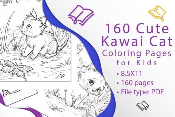 160 Cute Kawai Cat Coloring Pages