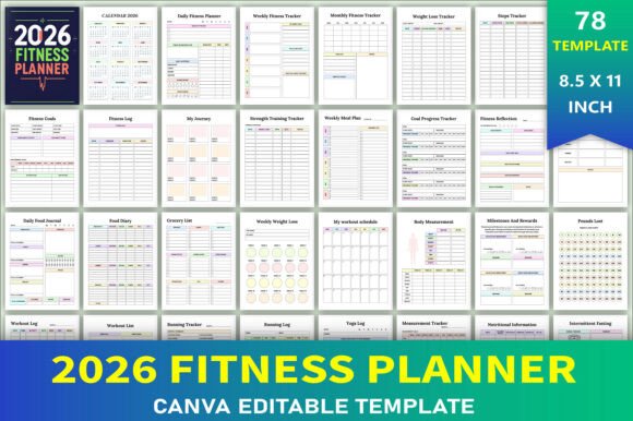 Editable 2026 Fitness Planner