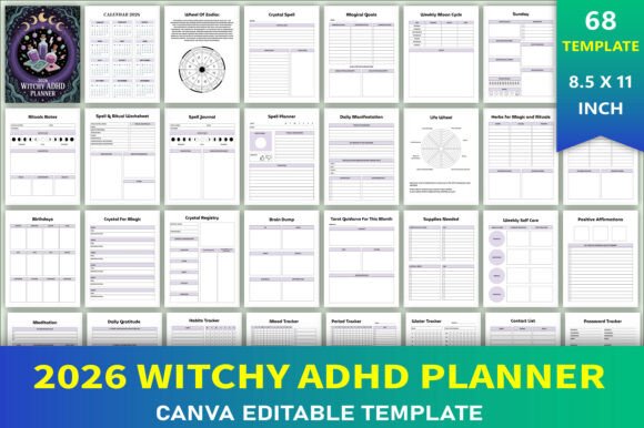 Editable 2026 Witchy ADHD Planner: A Magical Tool for Focus and Creativity