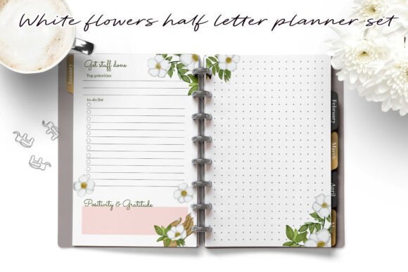 White Floral Summer Half Letter Planners: A Strategic Tool for Productivity and Planning